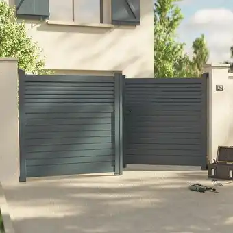 Portail aluminium gris anthracite "vento" - l. 3 m x h. 1,60 m
