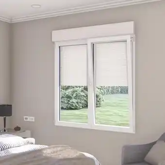 Brico Dépôt Goodhome fenêtre aluminium blanc oscillo-battante 2 vantaux + volet roulant h.105 x l.100 cm offre