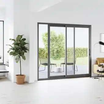 Brico Dépôt Goodhome baie aluminium coulissante haute isolation gris 215 x 180 cm offre