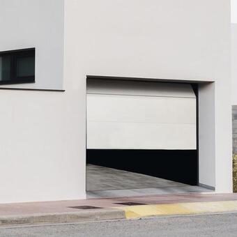 Brico Dépôt Goodhome porte de garage sectionnelle motorisée h. 200 cm l. 300 cm blanche offre