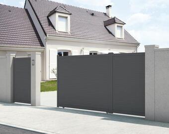 Brico Dépôt Portail coulissant aluminium gris anthracite "santos" - l. 3,75 x h. 1,80 m offre