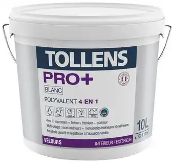 Brico Dépôt Tollens peinture bicouche multi-support intérieure pro+ acrylique velours blanc 10 l offre