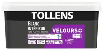 Brico Dépôt Tollens peinture monocouche murs, plafonds et boiseries intérieure acrylique velours blanc 2.5 l offre