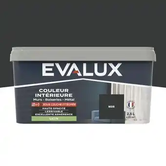 Brico Dépôt Evalux peinture mur intérieur 2 en 1 satin 2,5 l noir offre