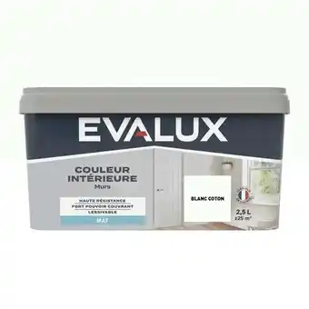 Evalux peinture mur intérieur mat 2,5 l blanc coton