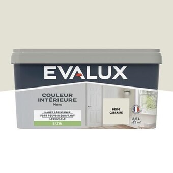 Brico Dépôt Evalux peinture mur intérieur satin 2,5 l beige calcaire offre
