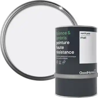 Brico Dépôt Goodhome peinture haute résistance carrelage mural et lambris acrylique mat blanc north pole 0,75 l offre