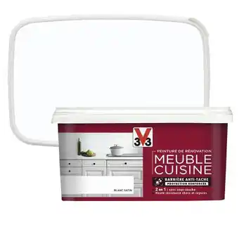 Brico Dépôt V33 peinture de rénovation meubles cuisine acrylique satin blanc 2 l offre