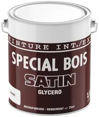 Brico Dépôt Peinture à bois glycero 1er prix - blanc satiné - 2,5 l offre