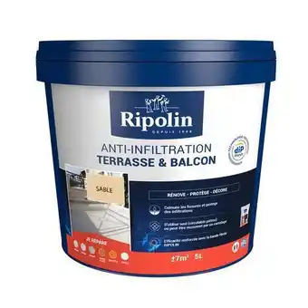 Brico Dépôt Ripolin anti-infiltration terrasse & balcon "ripolin" - sable - 5l offre