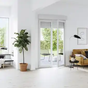 Brico Dépôt Goodhome porte-fenêtre pvc blanc 2 vantaux + volant roulant h.215 x l.140 cm offre
