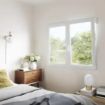 Brico Dépôt Goodhome fenêtre pvc blanc oscillo-battante 2 vantaux h.145 x l.140 cm offre