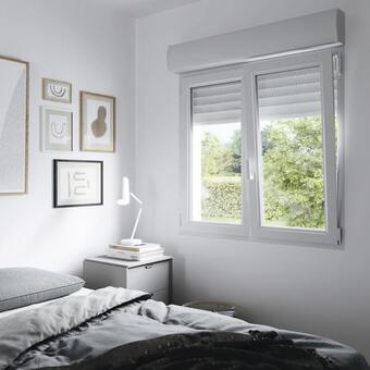 Brico Dépôt Goodhome fenêtre pvc blanc oscillo-battante 2 vantaux + volet roulant h.105 x l.120 cm offre