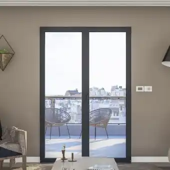 Brico Dépôt Goodhome porte-fenêtre aluminium gris 2 vantaux h.215 x l.120 cm offre