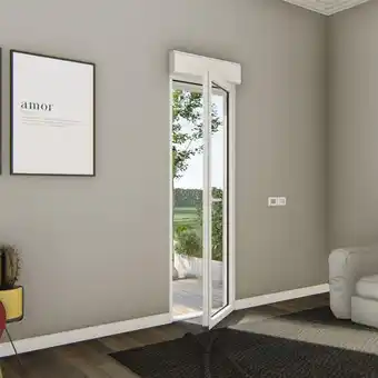 Brico Dépôt Goodhome porte-fenêtre aluminium blanc 1 vantail droit + volet roulant h.215 x l.80 cm offre
