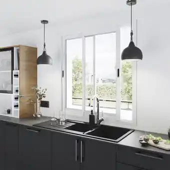 Brico Dépôt Goodhome fenêtre aluminium blanc coulissante 2 vantaux h.75 x l.120 cm offre