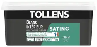 Brico Dépôt Tollens peinture monocouche murs et plafonds intérieure acrylique satin blanc 2.5 l offre