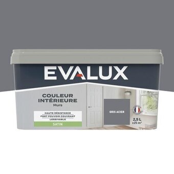 Brico Dépôt Evalux peinture mur intérieur satin 2,5 l gris acier offre