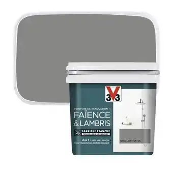 Brico Dépôt V33 peinture de rénovation faïence et lambris acrylique satin gris loft 0,75 l offre