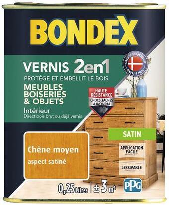 Brico Dépôt Bondex vernis ton chêne moyen satin 0,25 l offre