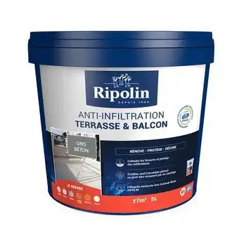 Brico Dépôt Ripolin anti-infiltration terrasse & balcon "ripolin" - gris - 5l offre