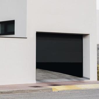 Brico Dépôt Goodhome porte de garage sectionnelle motorisée h. 200 cm l. 300 cm grise offre