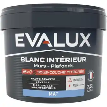 Brico Dépôt Evalux peinture blanche intérieur 2en1 sous couche intégrée mat 2,5 l offre