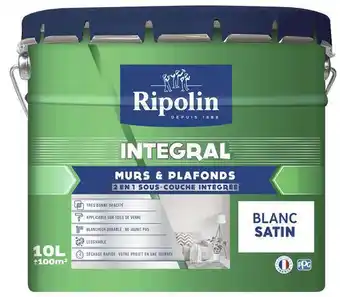 Brico Dépôt Ripolin peinture murs et plafonds intérieur satin 10 l blanc offre