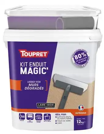 Brico Dépôt Toupret kit enduit "magic liss'" murs dégradés 12 kg offre