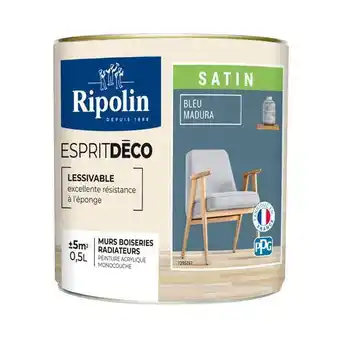 Brico Dépôt Ripolin peinture mur intérieur satin 0,5 l bleu madura offre