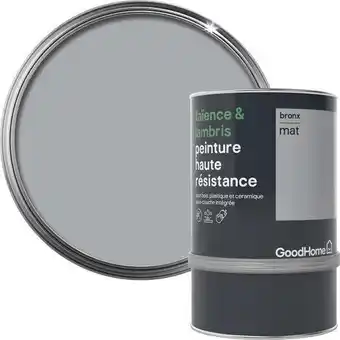 Brico Dépôt Goodhome peinture haute résistance carrelage mural et lambris acrylique mat gris bronx 0,75 l offre