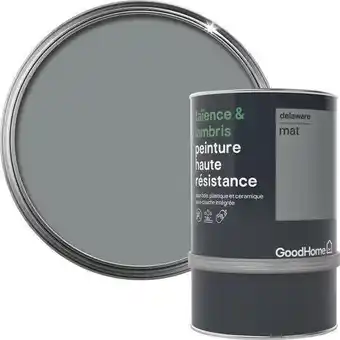Goodhome peinture haute résistance carrelage mural et lambris acrylique mat gris delaware 0,75 l