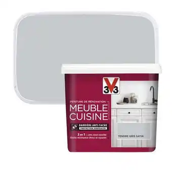 Brico Dépôt V33 peinture de rénovation meubles cuisine acrylique satin tendre gris 0,75 l offre