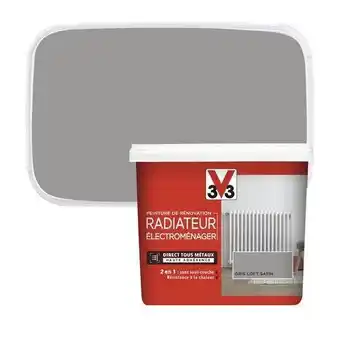 V33 peinture de rénovation radiateur et électroménager acrylique satin gris galet 0,75 l