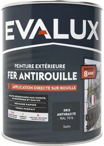 Evalux peinture extérieur métal 0,5 l anthracite brillant