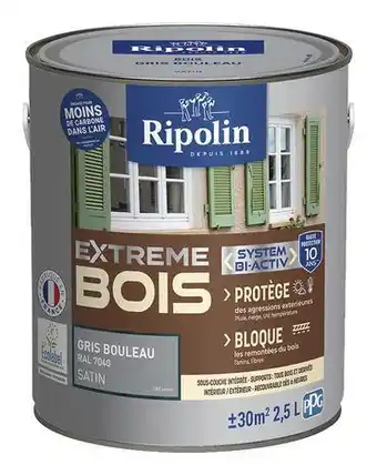 Ripolin peinture bois intérieur et extérieur satin 2,5 l gris bouleau