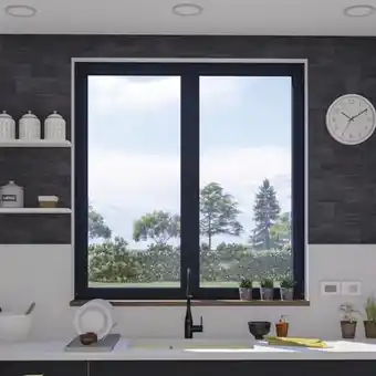 Brico Dépôt Goodhome fenêtre aluminium gris oscillo-battante 2 vantaux h.105 x l.100 cm offre