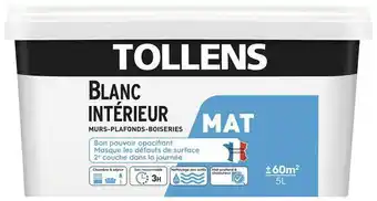 Brico Dépôt Tollens peinture bicouche murs, plafonds et boiseries intérieure acrylique mat blanc 5 l offre