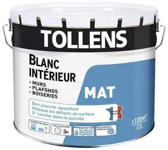 Brico Dépôt Tollens peinture bicouche murs, plafonds et boiseries intérieure acrylique mat blanc 10 l offre
