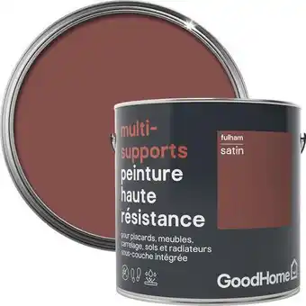 Goodhome peinture haute résistance multi-supports acrylique satin rouge fulham 2 l