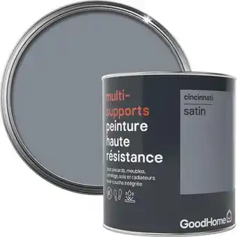 Brico Dépôt Goodhome peinture haute résistance multi-supports acrylique satin gris cincinatti 0,75 l offre