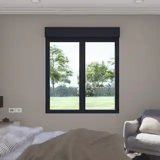 Brico Dépôt Goodhome fenêtre aluminium gris oscillo-battante 2 vantaux + volet roulant h.135 x l.100 cm offre