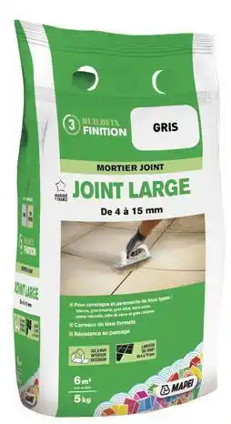 Brico Dépôt Mapei mortier joint large pour sols et murs, intérieurs et extérieurs - gris - 5 kg offre