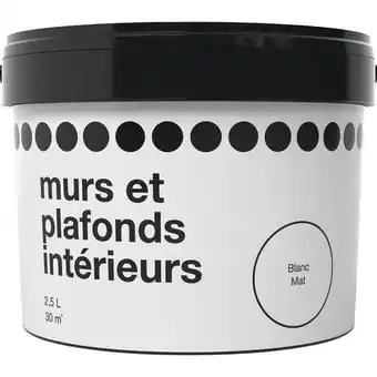 Brico Dépôt Peinture bicouche murs et plafonds intérieure acrylique mat blanc 2.5 l offre