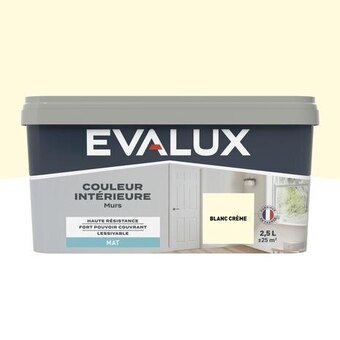 Brico Dépôt Evalux peinture mur intérieur mat 2,5 l blanc crème offre