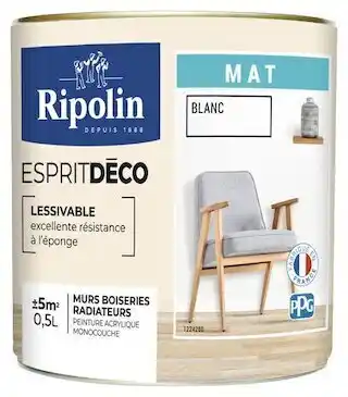 Brico Dépôt Ripolin peinture mur intérieur mat 0,5 l blanc offre