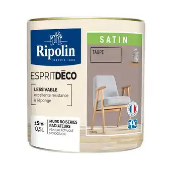 Brico Dépôt Ripolin peinture mur intérieur satin 0,5 l taupe offre