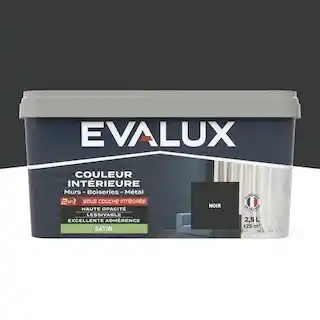 Brico Dépôt Evalux peinture mur intérieur 2 en 1 satin 2,5 l noir offre