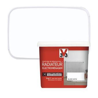 Brico Dépôt V33 peinture de rénovation radiateur et électroménager acrylique satin blanc 0,75 l offre