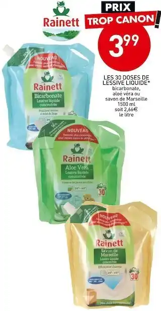 Stokomani Rainett les 30 doses de lessive liquide* offre